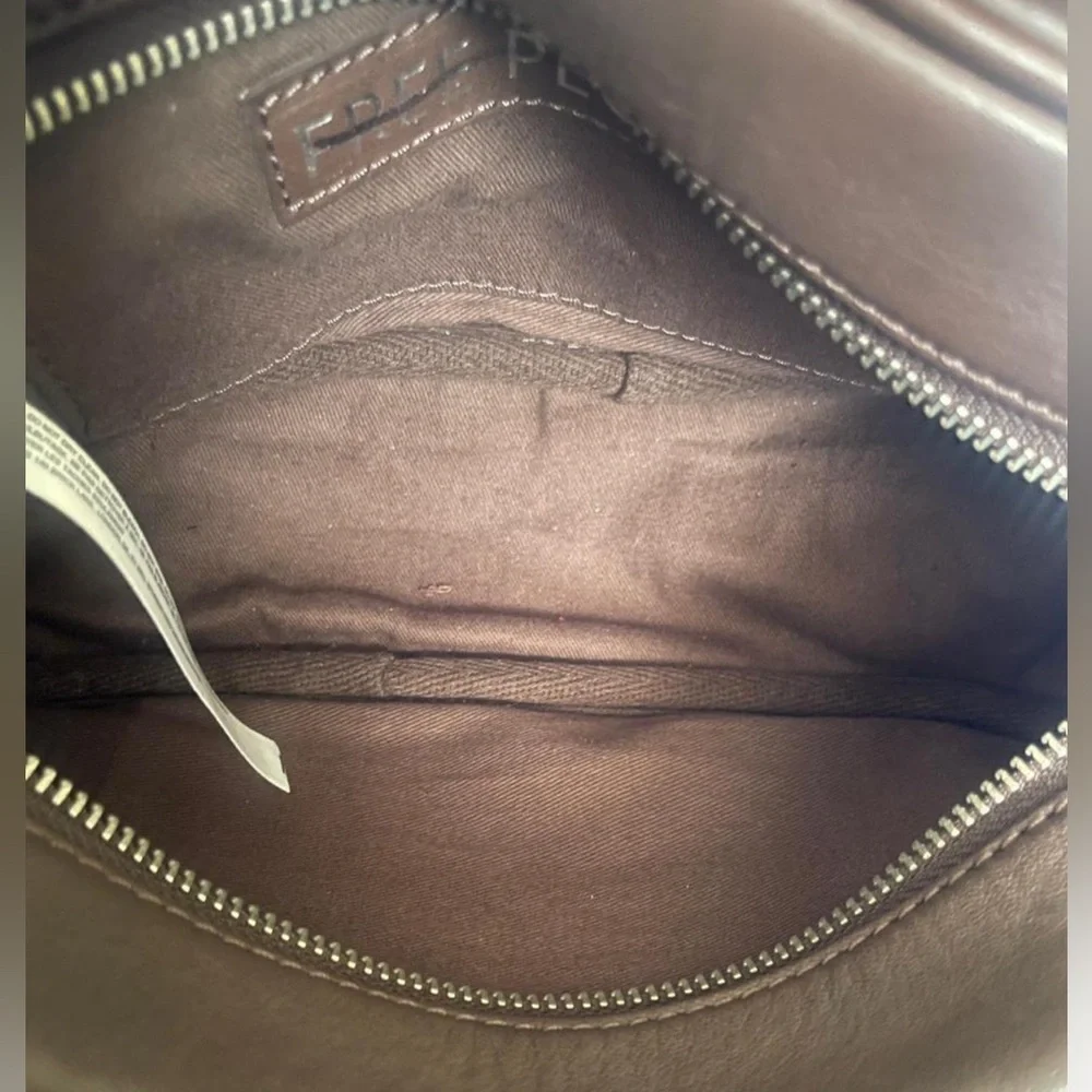 Free People Say Yes Bag Mini Chocolate Brown Leather Buckle Accents Boho Chic - Picture 5 of 8